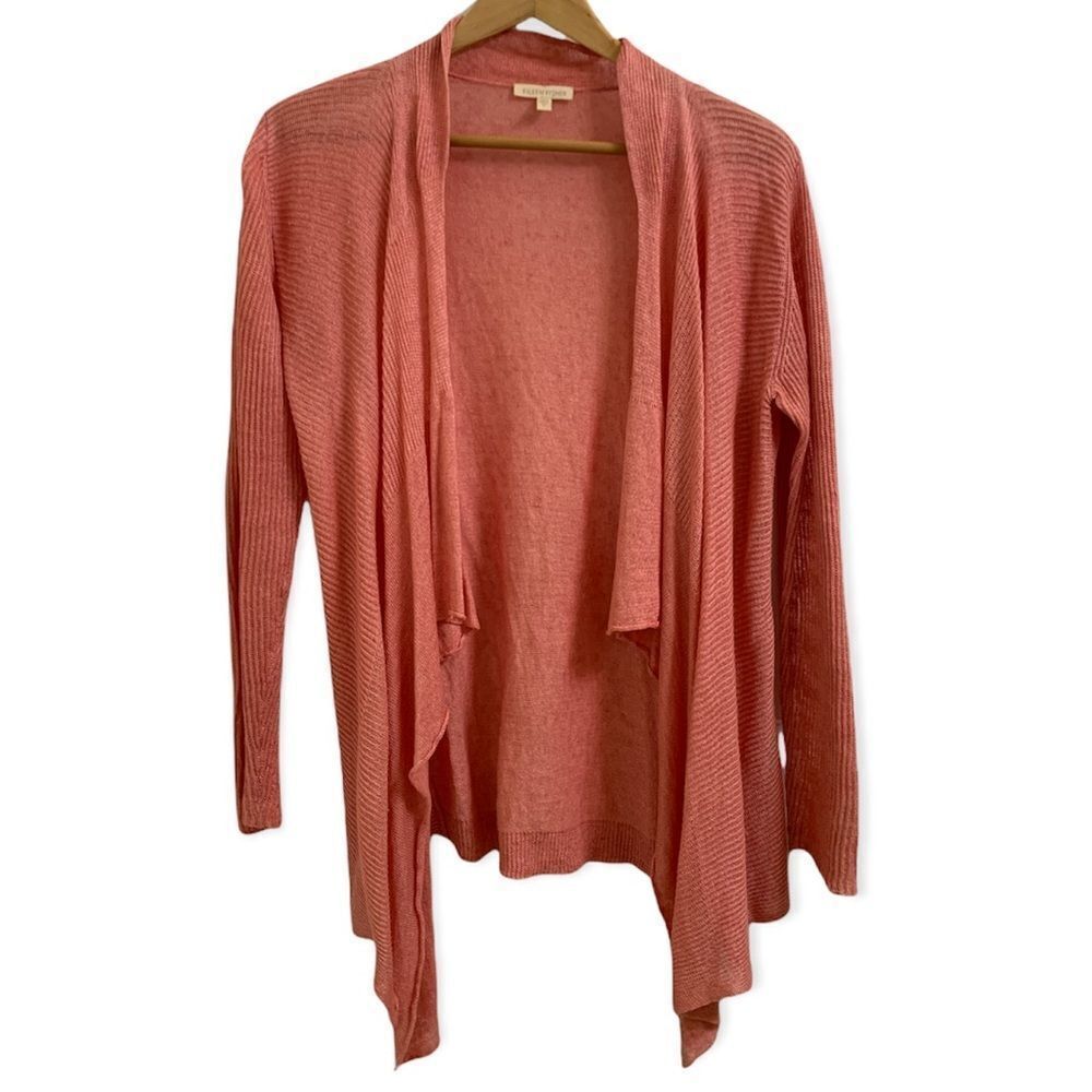 Eileen Fisheropen Front Drape Linen Cardigan Cora… - image 1